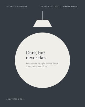 Dark, but never flat: a pendant lamp above a large pool of light on a dark ground