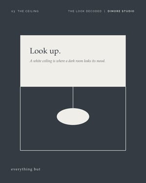 Look up: a room drawn in section with a solid coloured ceiling and a lantern hanging from it