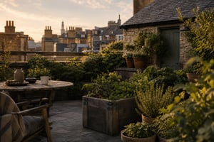 London Rooftop Night Scene