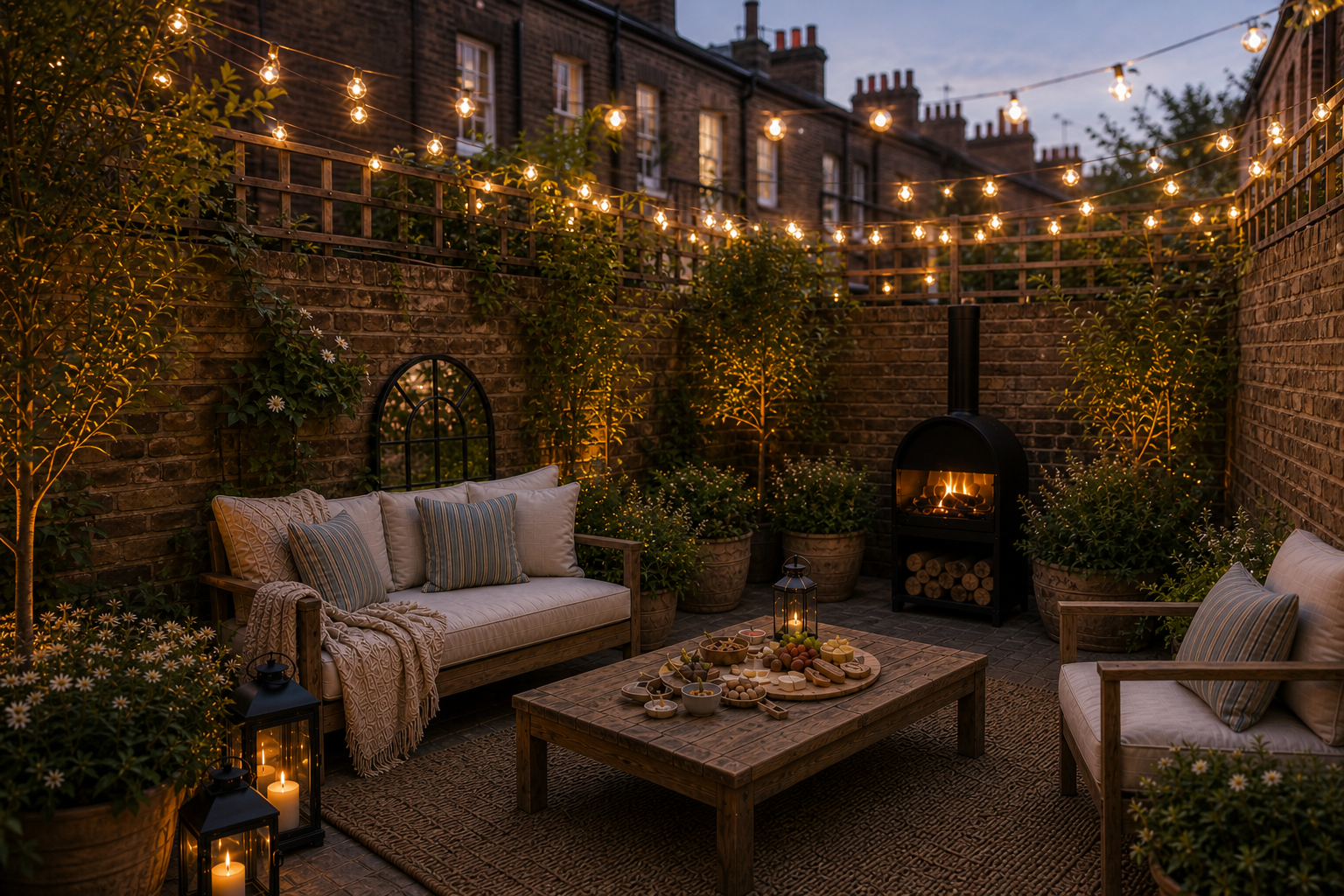 Terraced London garden with Mediterranean planting