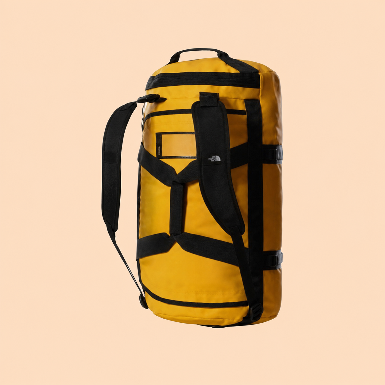 North Face yellow duffel bag in tough weatherproof fabric 