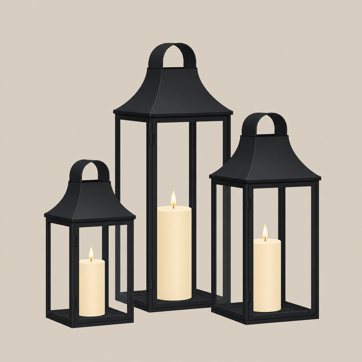 Square Lamps on Flat Background